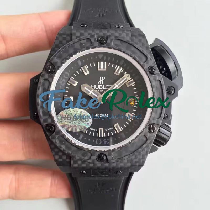 Replica Hublot Big Bang King Power Musee Oceanographique Monaco 731.QX.1140.RX HBB V6 Carbon Fiber Black Dial Swiss 7750