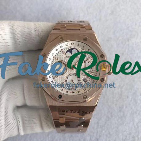 Replica Audemars Piguet Royal Oak Perpetual Calendar 41MM 26574OR.OO.1220OR.01 JF Rose Gold Silver Dial Swiss 5134