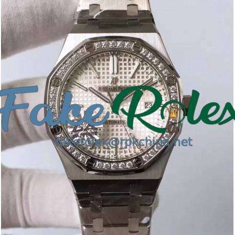 Replica Audemars Piguet Royal Oak 15400 ZX Stainless Steel & Diamonds Silver Dial Swiss 3120