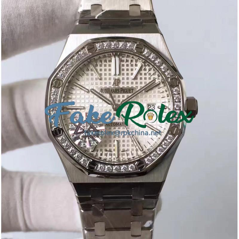 Replica Audemars Piguet Royal Oak 15400 ZX Stainless Steel & Diamonds Silver Dial Swiss 3120