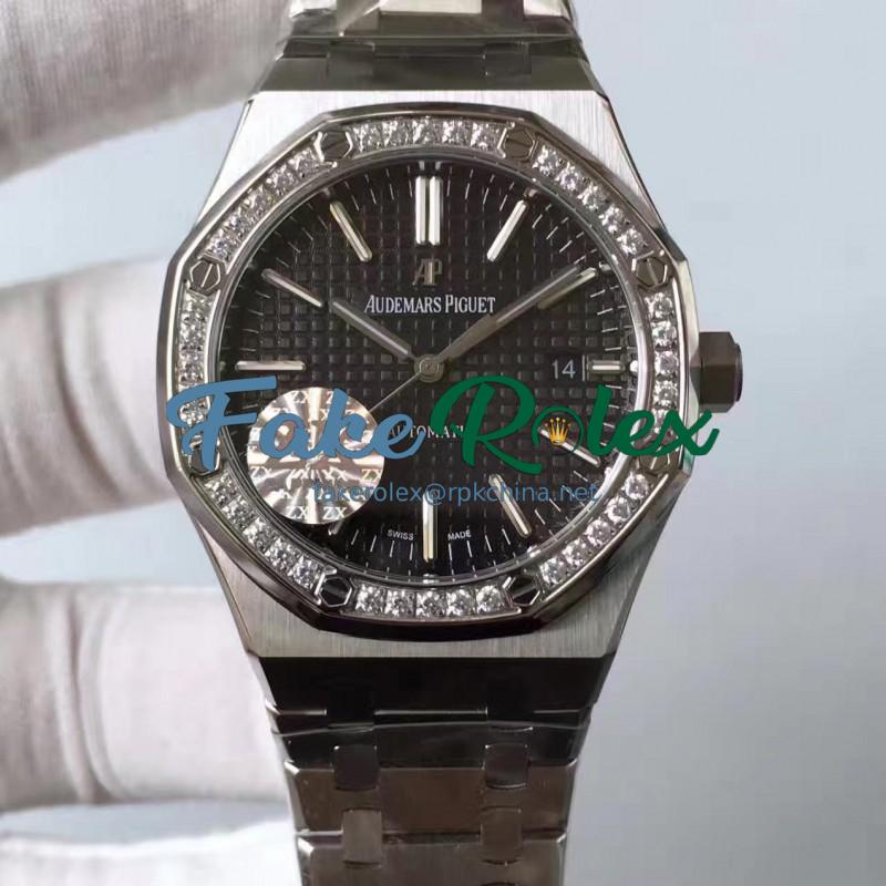 Replica Audemars Piguet Royal Oak 15400 ZX Stainless Steel & Diamonds Black Dial Swiss 3120