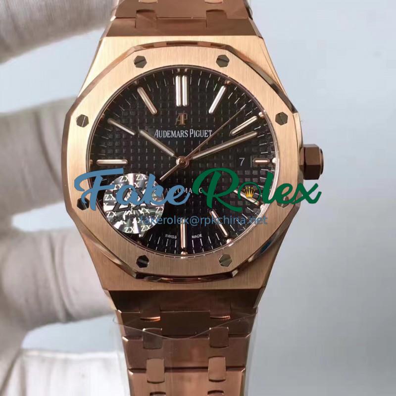 Replica Audemars Piguet Royal Oak 15400 ZX Rose Gold Black Dial Swiss 3120