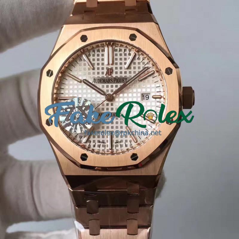 Replica Audemars Piguet Royal Oak 15400 ZX Rose Gold Silver Dial Swiss 3120