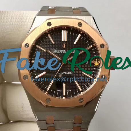 Replica Audemars Piguet Royal Oak 15400 JF Stainless Steel & Rose Gold Black Dial Swiss 3120