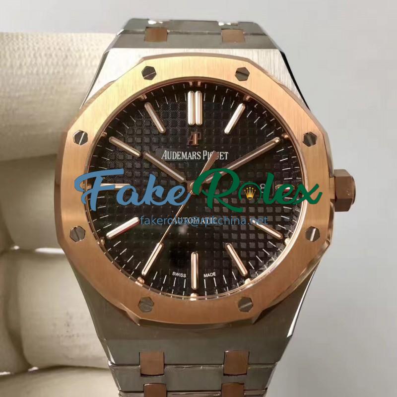 Replica Audemars Piguet Royal Oak 15400 JF Stainless Steel & Rose Gold Black Dial Swiss 3120