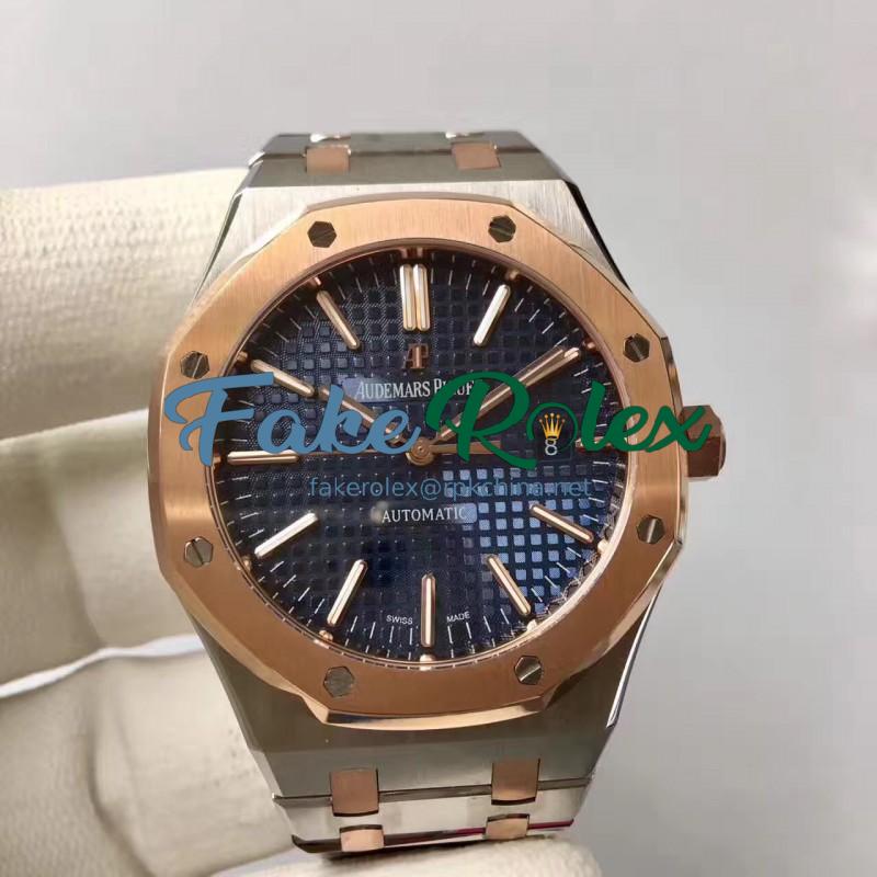 Replica Audemars Piguet Royal Oak 15400 JF Stainless Steel & Rose Gold Blue Dial Swiss 3120