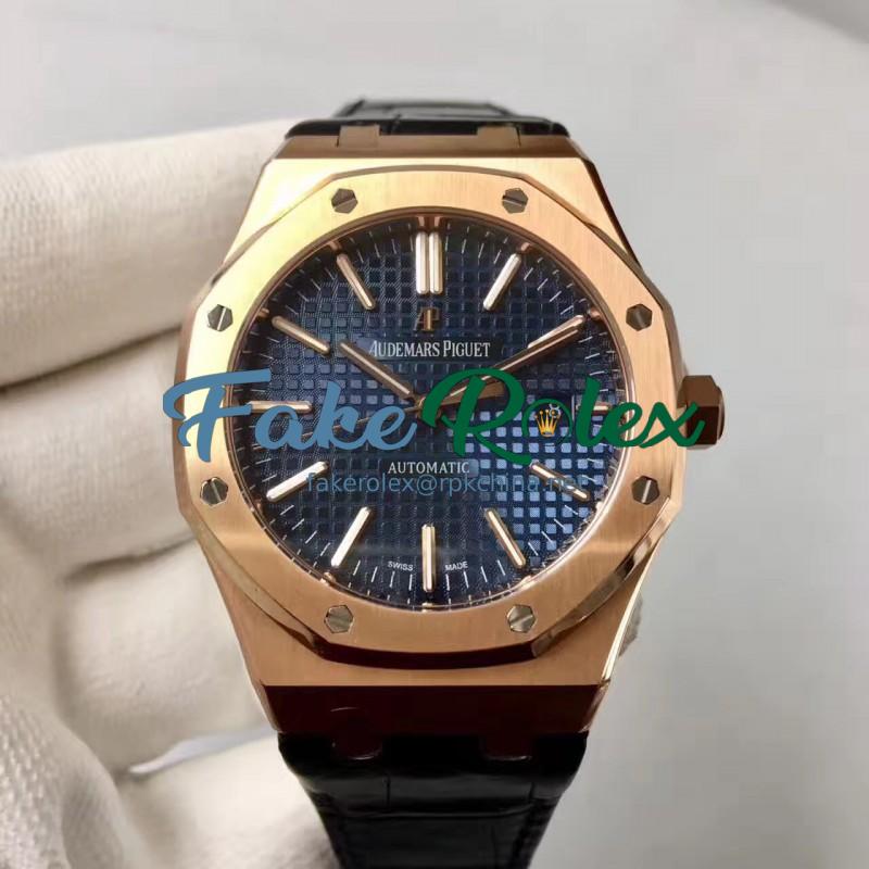 Replica Audemars Piguet Royal Oak 15400 JF Rose Gold Blue Dial Swiss 3120