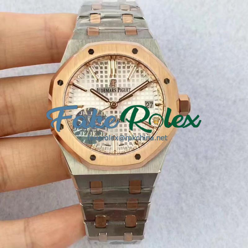 Replica Audemars Piguet Royal Oak 15450 JF Stainless Steel & Rose Gold Silver Dial Swiss 3120