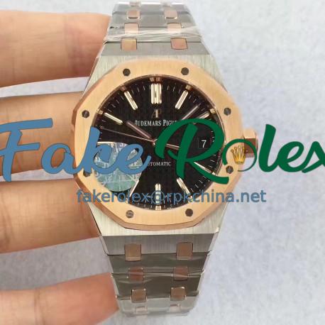 Replica Audemars Piguet Royal Oak 15450 JF Stainless Steel & Rose Gold Black Dial Swiss 3120