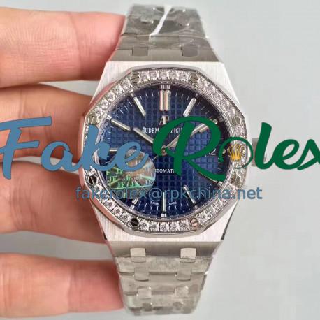 Replica Audemars Piguet Royal Oak 15450 JF Stainless Steel & Diamonds Blue Dial Swiss 3120