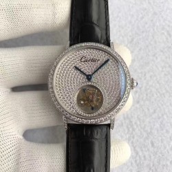 Replica Cartier Rotonde Tourbillon N Stainless Steel & Diamonds Diamond Dial Swiss Tourbillon