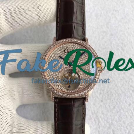 Replica Cartier Rotonde Tourbillon N Rose Gold & Diamonds Diamond Dial Swiss Tourbillon