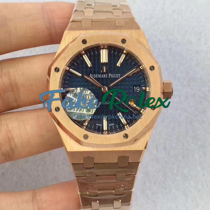 Replica Audemars Piguet Royal Oak 15450 JF Rose Gold Blue Dial Swiss 3120