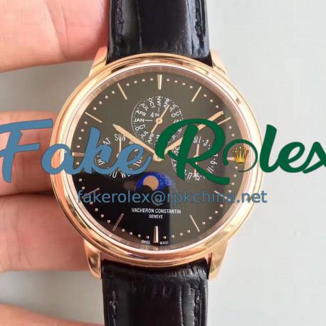 Replica Vacheron Constantin Patrimony Perpetual Calendar 43175/000R-B343 BF Rose Gold Black Dial Swiss 1120 QP