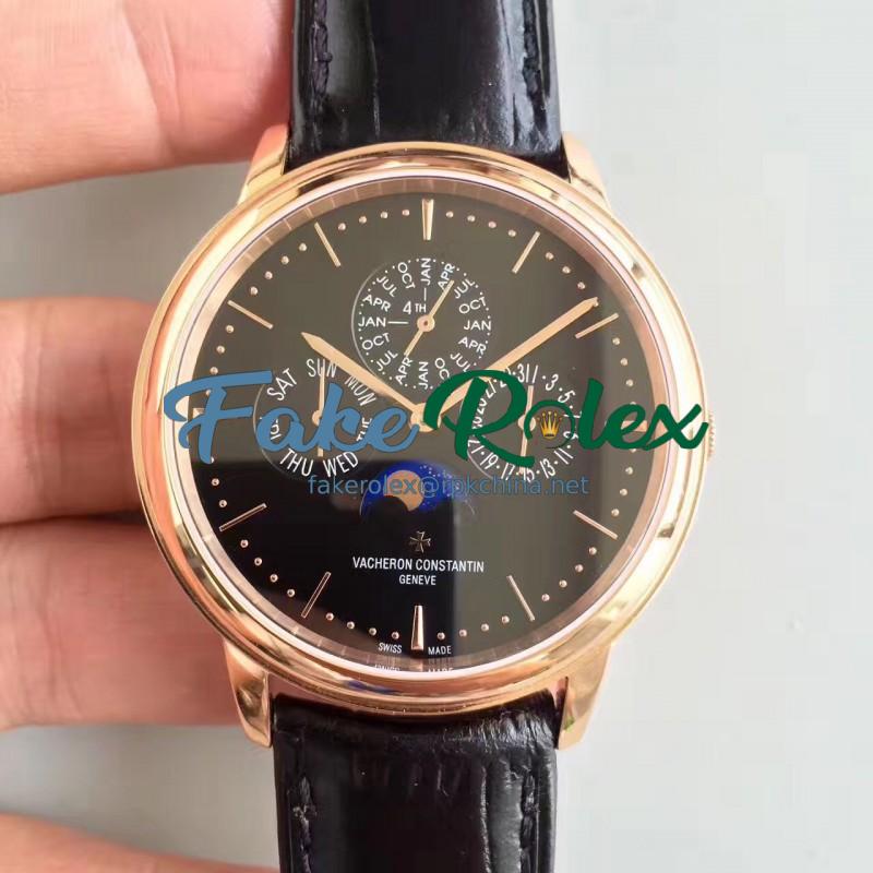 Replica Vacheron Constantin Patrimony Perpetual Calendar 43175/000R-B343 BF Rose Gold Black Dial Swiss 1120 QP