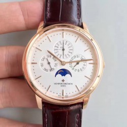 Replica Vacheron Constantin Patrimony Perpetual Calendar 43175/000R-9687 BF Rose Gold White Dial Swiss 1120 QP