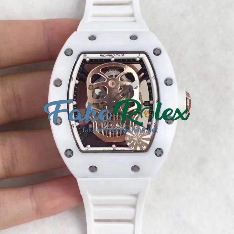 Replica Richard Mille RM052 KV White Ceramic Gold Skull Dial M6T51