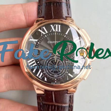 Replica Cartier Ballon Bleu Chronograph W6920074 V5 Rose Gold Black Dial Swiss 8101 MC