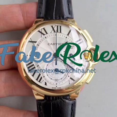 Replica Cartier Ballon Bleu Chronograph W6920007 V5 Yellow Gold Silver Dial Swiss 8101 MC