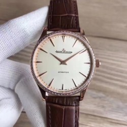 Replica Jaeger-LeCoultre Master Ultra Thin 41 1332511 N Rose Gold & Diamonds Silver Dial M9015