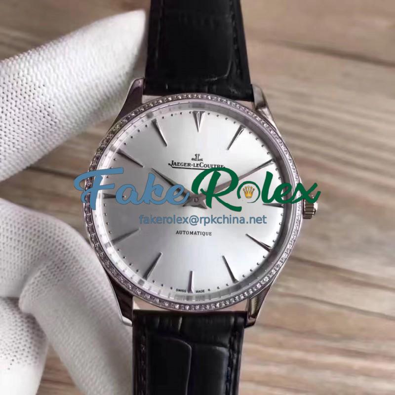 Replica Jaeger-LeCoultre Master Ultra Thin 41 1338421 N Stainless Steel & Diamonds  Silver Dial M9015