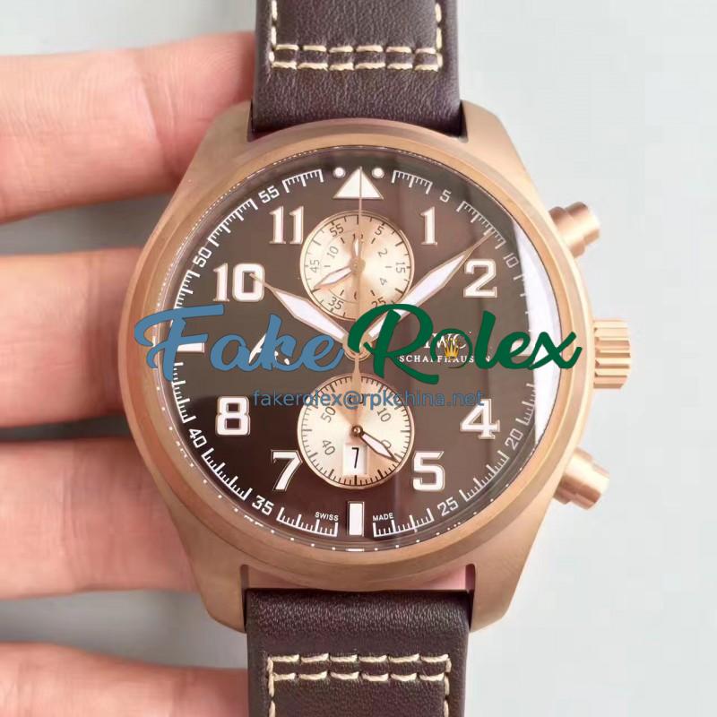 Replica IWC Pilot Last Flight Chronograph IW388005 ZF Brown Ceramic Brown Dial Swiss 7750