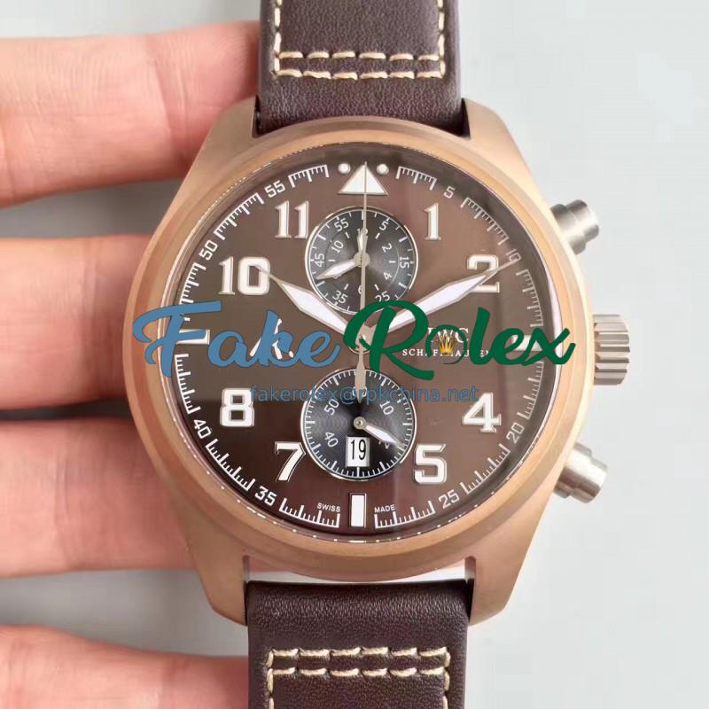 Replica IWC Pilot Last Flight Chronograph IW388005 ZF Brown Ceramic Brown Dial Swiss 7750