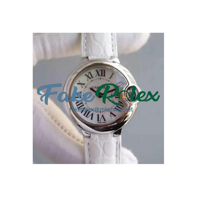 Replica Cartier Ballon Bleu 28MM Ladies Stainless Steel White Dial Swiss Ronda Quartz