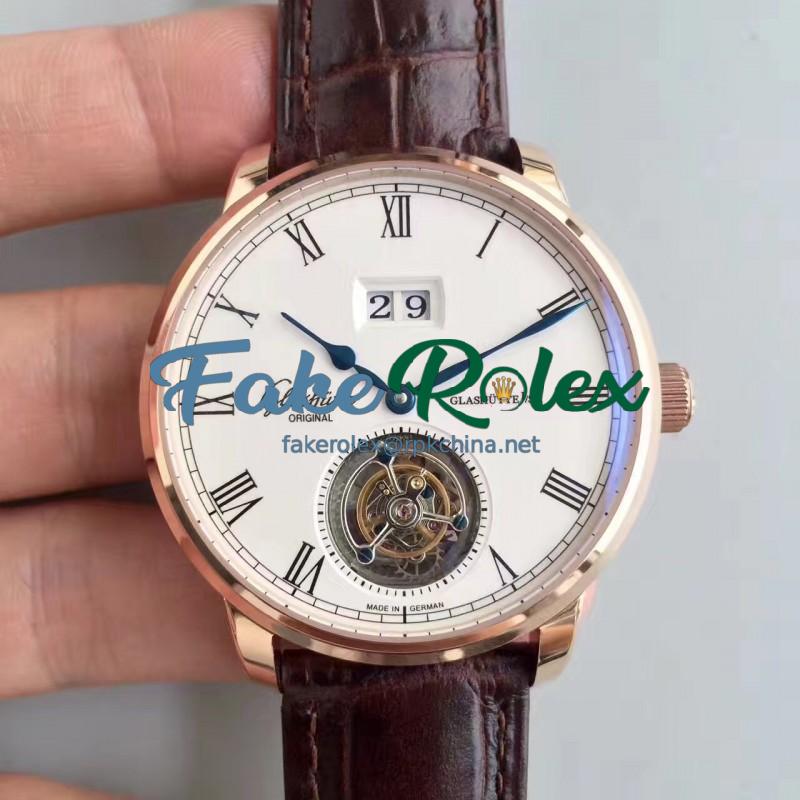 Replica Glashutte Original Senator Excellence Tourbillon 1-94-03-04-04-04 N Rose Gold White Dial Swiss 94-03