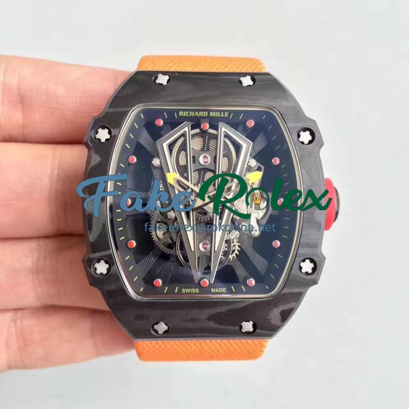 Replica Richard Mille RM27-03 Rafael Nadal KL Forged Carbon Black Skeleton Dial M9015