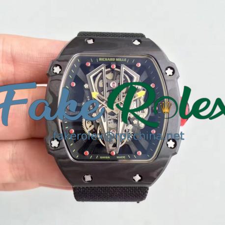 Replica Richard Mille RM27-03 Rafael Nadal KL Forged Carbon Black Skeleton Dial M9015