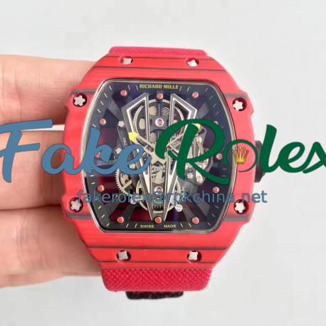 Replica Richard Mille RM27-03 Rafael Nadal KL Red Forged Carbon Black Skeleton Dial M9015