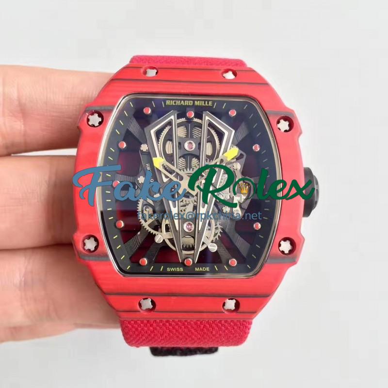 Replica Richard Mille RM27-03 Rafael Nadal KL Red Forged Carbon Black Skeleton Dial M9015