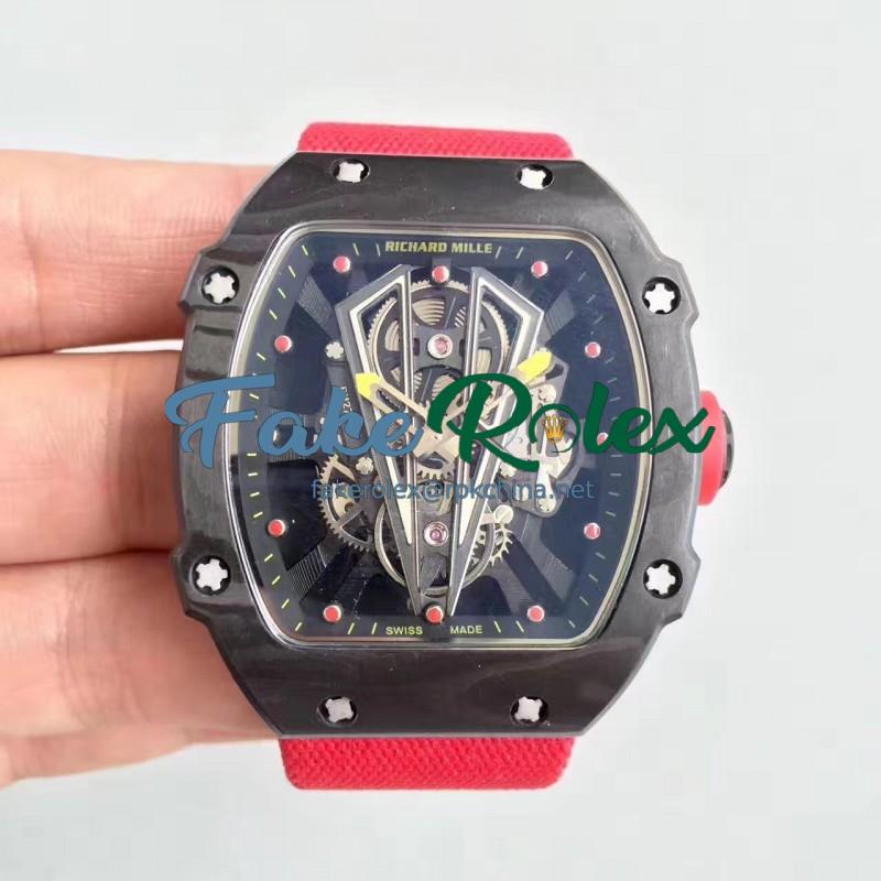 Replica Richard Mille RM27-03 Rafael Nadal KL Forged Carbon Black Skeleton Dial M9015