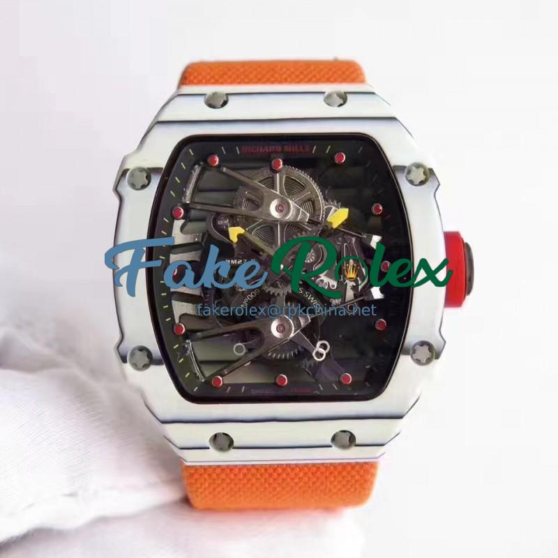 Replica Richard Mille RM27-02 Rafael Nadal KV White Forged Carbon Black Skeleton Dial M6T51