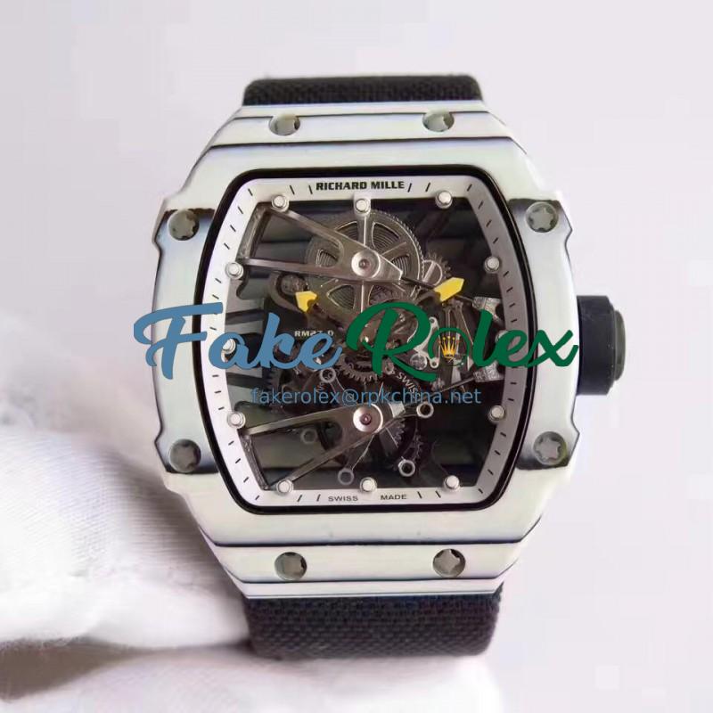 Replica Richard Mille RM27-02 Rafael Nadal KV White Forged Carbon White Skeleton Dial M6T51