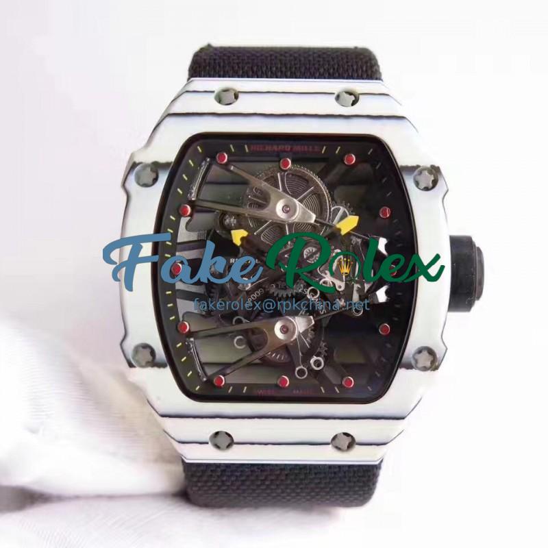 Replica Richard Mille RM27-02 Rafael Nadal KV White Forged Carbon Black Skeleton Dial M6T51