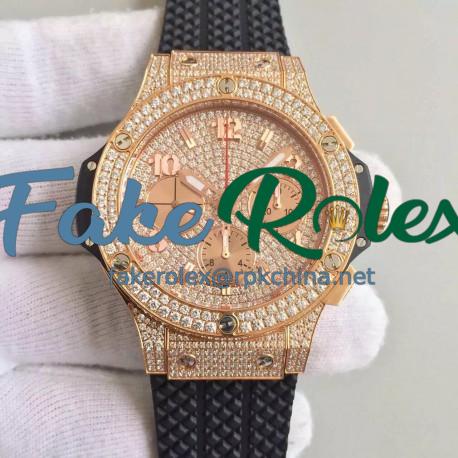 Replica Hublot Big Bang Gold Full Pave 341.PC.9010.RC.1704 JF Rose Gold & Diamonds Diamond Dial Swiss HUB4100