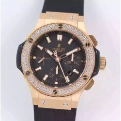 Replica Hublot Big Bang Chronograph 301.PX.1180.RX.1104 HBB V6 Rose Gold & Diamonds Black Dial Swiss HUB4100