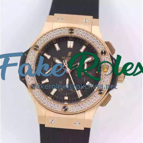 Replica Hublot Big Bang Chronograph 301.PX.1180.RX.1104 HBB V6 Rose Gold & Diamonds Black Dial Swiss HUB4100