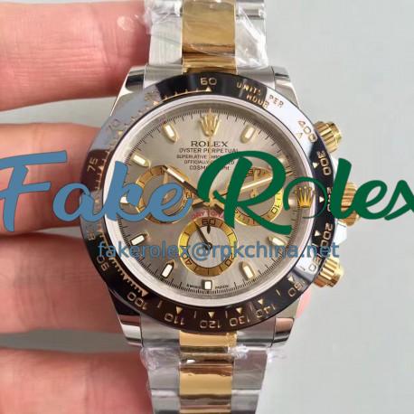 Replica Rolex Daytona Cosmograph 116519LN JH Yellow Gold & Stainless Steel Grey Dial Swiss 4130 Run 6@SEC