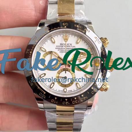 Replica Rolex Daytona Cosmograph 116519LN JH Yellow Gold & Stainless Steel White Dial Swiss 4130 Run 6@SEC