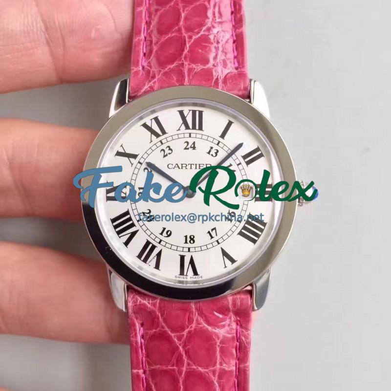 Replica Ronde Solo De Cartier Ladies W6700255 36MM K11 Stainless Steel White Dial Swiss Quartz