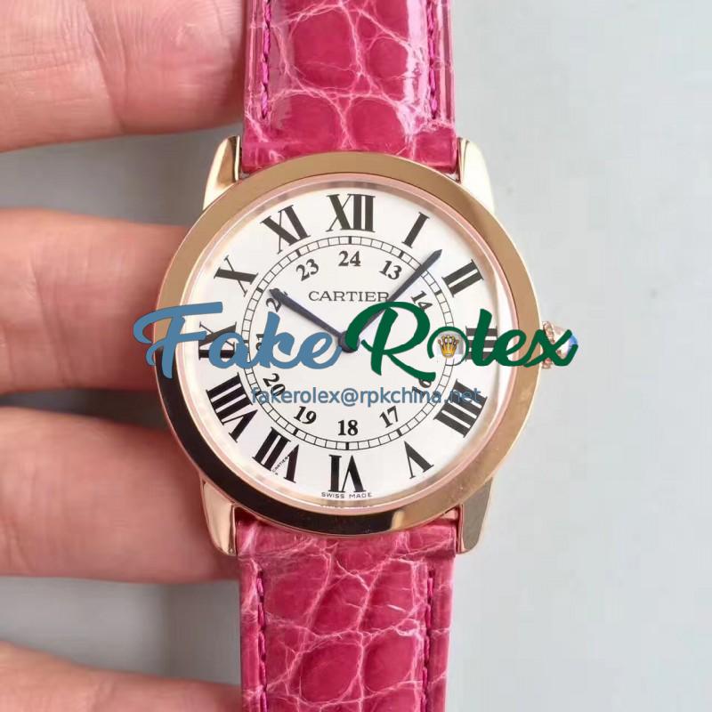 Replica Ronde Solo De Cartier Ladies W6701008 36MM K11 Rose Gold White Dial Swiss Quartz