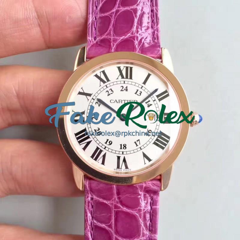 Replica Ronde Solo De Cartier Ladies W6701008 36MM K11 Rose Gold White Dial Swiss Quartz