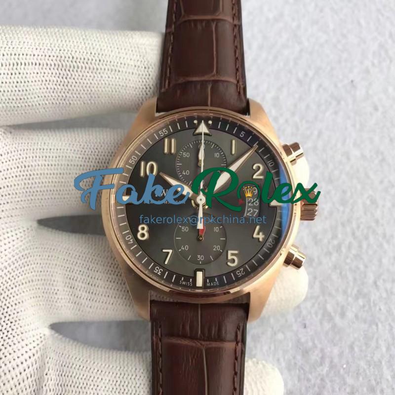 Replica IWC Pilot Spitfire Chronograph IW387803 ZF Rose Gold Anthracite Dial Swiss 7750