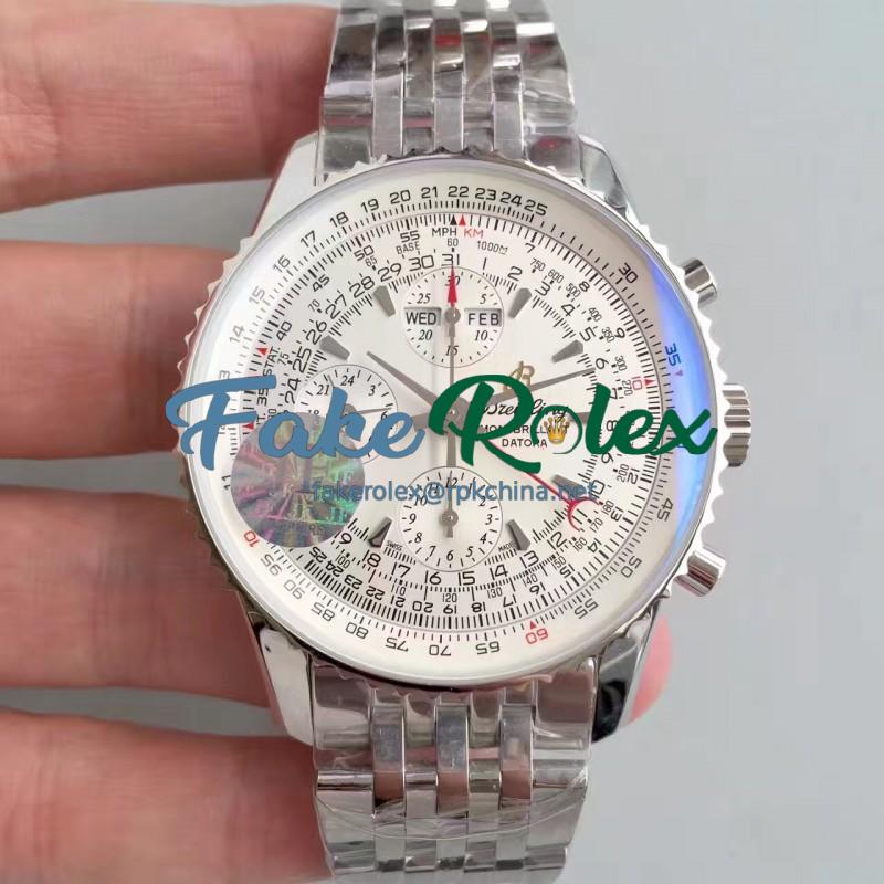 Replica Breitling Navitimer Montbrillant Datora A21330 JF Stainless Steel White Dial Swiss 7750