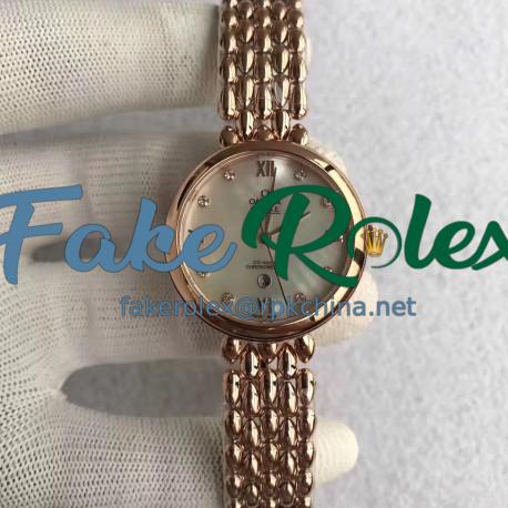 Replica Omega De Ville Dewdrop 424.50.33.20.05.002 XF Rose Gold Mother Of Pearl Dial Swiss 8521