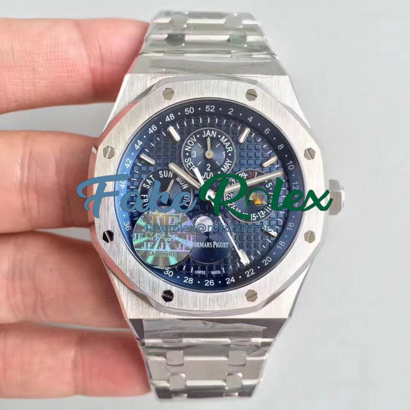 Replica Audemars Piguet Royal Oak Perpetual Calendar 41MM 26574ST.OO.1220ST.02 JF Stainless Steel Blue Dial Swiss 5134