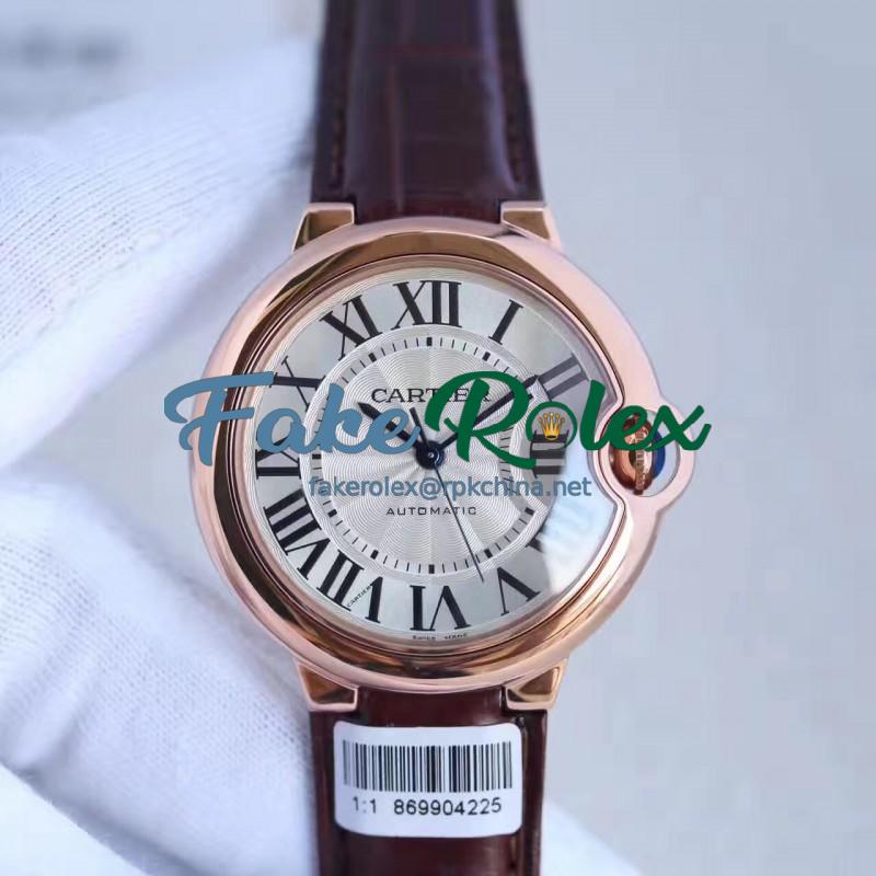 Replica Ballon Bleu De Cartier Ladies 36MM W6900456 V9 Rose Gold Silver Dial Swiss 2688-2